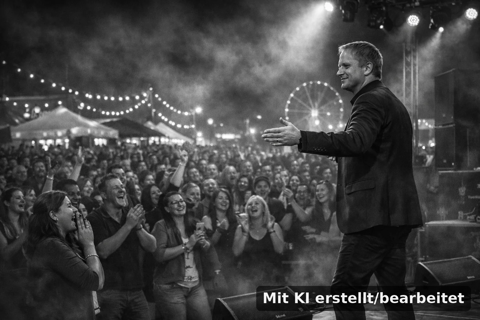 Bühnenbild einer Hypnoseshow bei einem Firmenevent bzw. Stadtfest