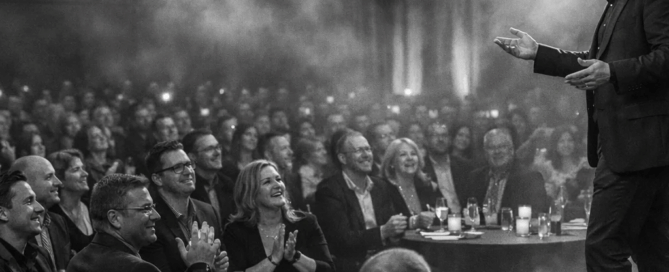 Hypnoseshow bei einer Firmenfeier in Freiburg und Suedbaden, KI-unterstuetzt erstellt